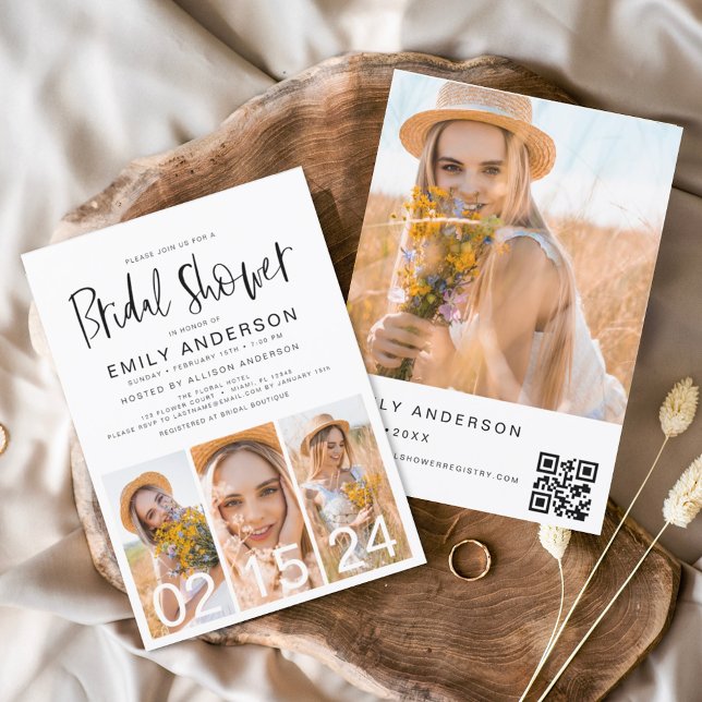 Bridal Shower Minimalist QR code Simple Photo Invitation (Creator Uploaded)