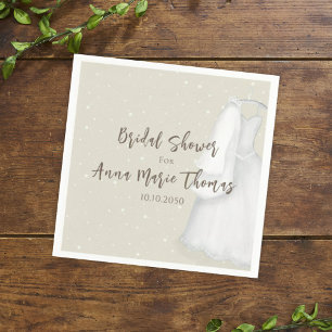 Bridal Shower Minimalist Simple Wedding Dress Napkin