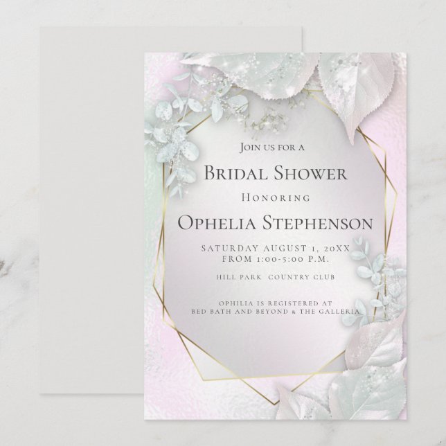 BRIDAL SHOWER | Misty Pink Pearl Shimmer Invitation (Front/Back)