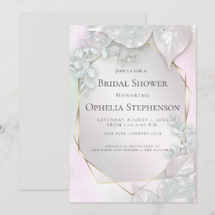 BRIDAL SHOWER   Misty Pink Pearl Shimmer Invitation