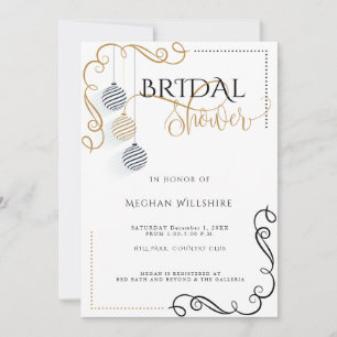 Bridal Shower   Modern Black and Gold  Minimal Announcement