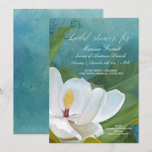 Bridal Shower Modern Elegant Magnolia Floral Art Invitation