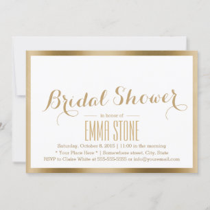 Bridal Shower Modern Gold Foil Border Elegant Invitation