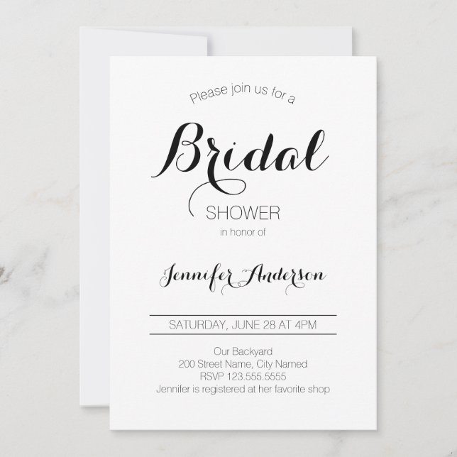 Bridal Shower Modern Minimalist Invitation (Front)