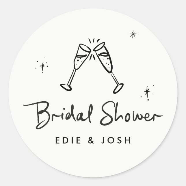 Bridal shower modern natural elegant handwritten classic round sticker (Front)