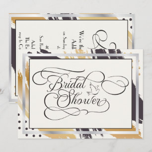 Bridal Shower   Modern Paint Strokes  Typography Invitation