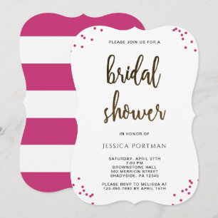 Bridal Shower Modern Pink and White Stripes Invitation