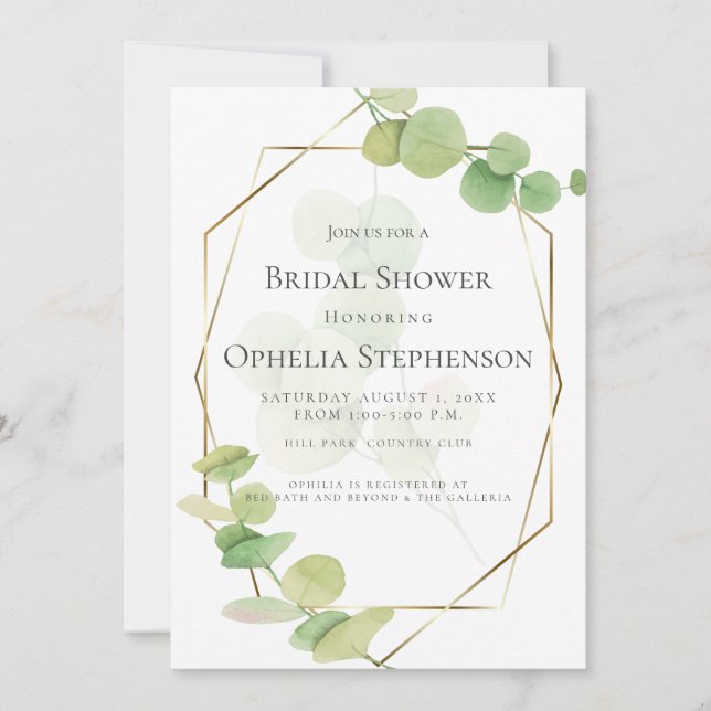 BRIDAL SHOWER | Modern Springtime Eucalyptus Invitation (Front)