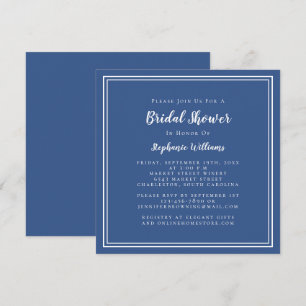 Bridal Shower Modern Square Elegant Classic Navy Invitation