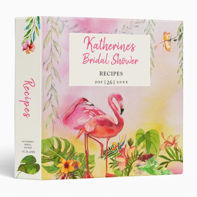 Bridal Shower Modern Tropical Cookbook Binder (Front/Spine)