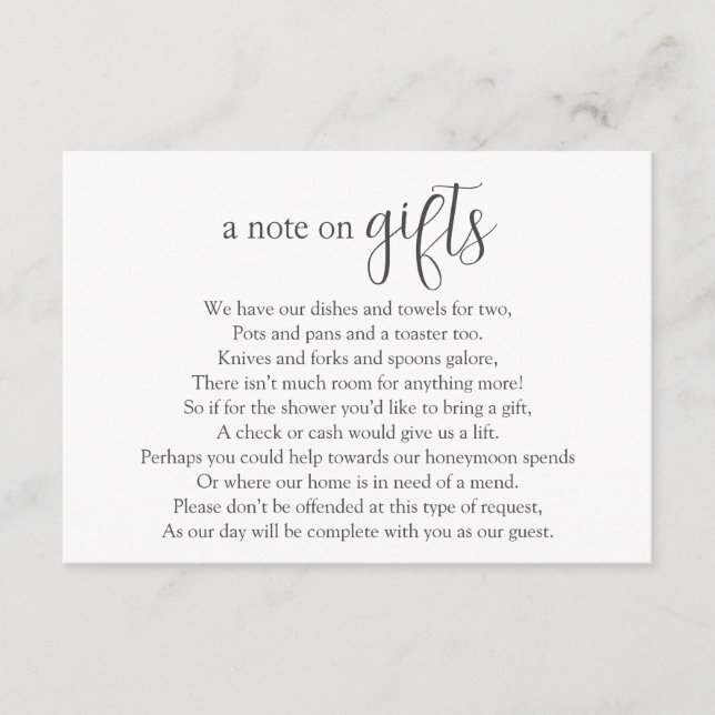 Bridal Shower Money Request Enclosure Card (Front)