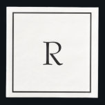 Bridal Shower Monograms Name Black White Wedding Napkin<br><div class="desc">Designed with text template for monogrammed initial which you can customize!</div>