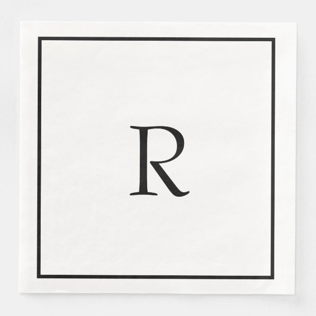 Bridal Shower Monograms Name Black White Wedding  Napkin (Front)