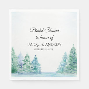 Bridal Shower Mountain Pines Lakeside Watercolors Napkin