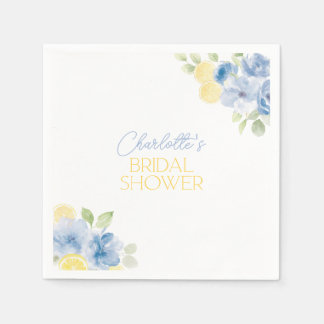 Bridal Shower Napkins Main Squeeze Blue Flowers