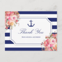 Bridal Shower Nautical Anchor Floral Thank You