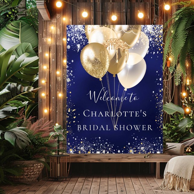 Bridal Shower navy blue gold balloons welcome Poster (Creator Uploaded)
