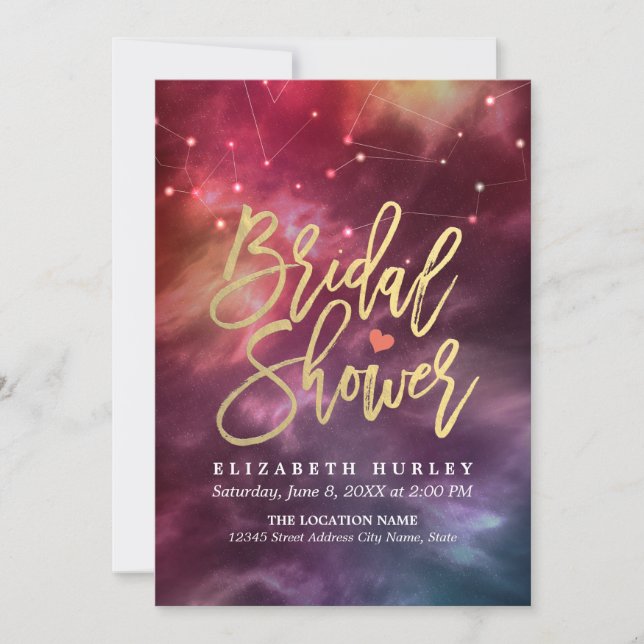 Bridal Shower Night Star Sky Galaxy Constellations Invitation (Front)