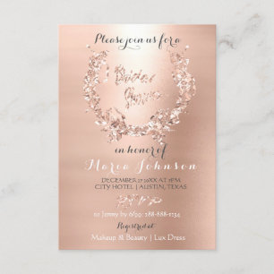 Bridal Shower Olive Wreath  Pink Rose Gold Blush Invitation