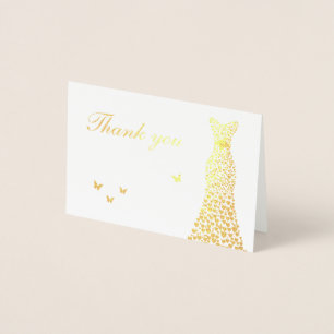 Bridal Shower or Wedding Dress Thank you Foil Card