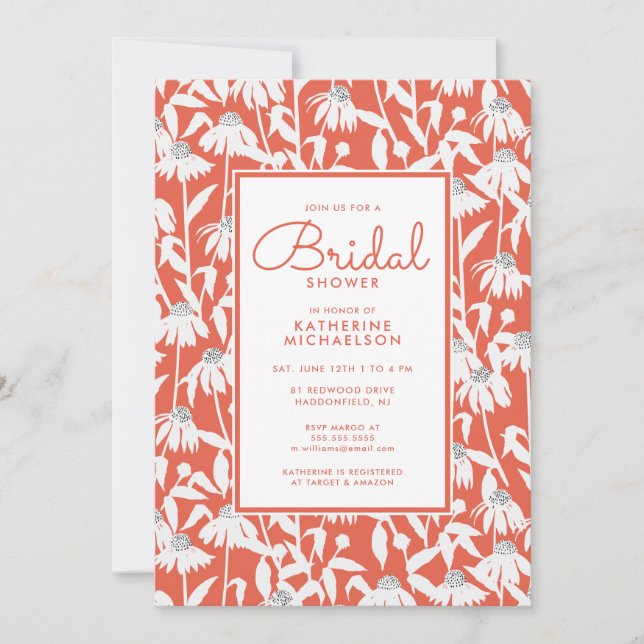 BRIDAL SHOWER | Orange Daisy Garden Invitation (Front)