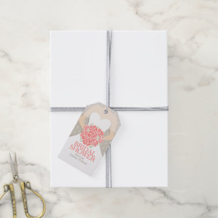 Bridal shower orange rehearsal wedding gift tag