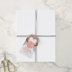 Bridal shower orange rehearsal wedding gift tag