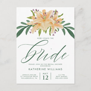 BRIDAL SHOWER   Orange Watercolor Lily Postcard