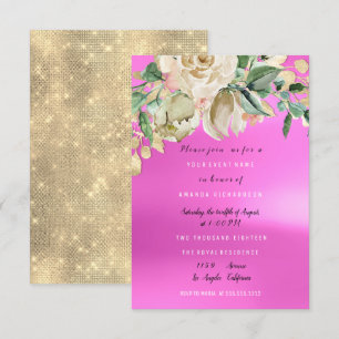 Bridal Shower Orchid Pink Paint Flower Watercolor Invitation