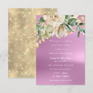 Bridal Shower Orchid Purpl Paint Flower Watercolor Invitation