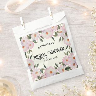 Bridal Shower Pale Pink White Roses Wreath Design Favour Bag