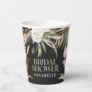 Bridal shower pampas black modern boho party favou paper cups