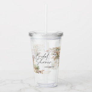 Bridal shower pampas grass floral modern elegant acrylic tumbler
