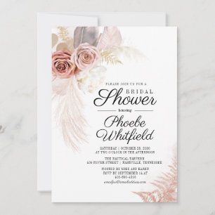 Bridal Shower Pampas Grass Floral Terracotta Tan Invitation