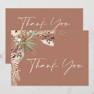 Bridal shower pampas grass modern boho elegant thank you card