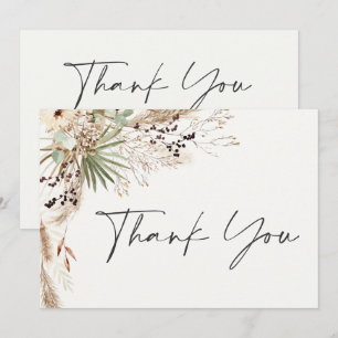 Bridal shower pampas grass modern boho elegant thank you card