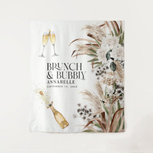 Bridal shower pampas grass modern champagne tapestry