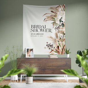 Bridal shower pampas grass modern elegant natural tapestry