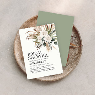 Bridal shower pampas grass modern sage green invitation
