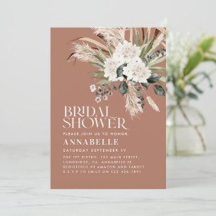 Bridal shower pampas grass modern terracotta invit invitation