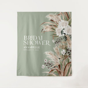 Bridal shower pampas modern elegant sage green tapestry