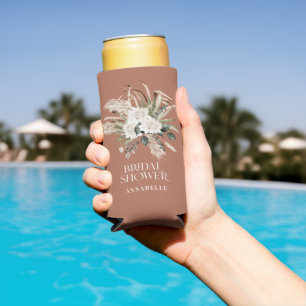 Bridal shower pampas terracotta boho party favour seltzer can cooler