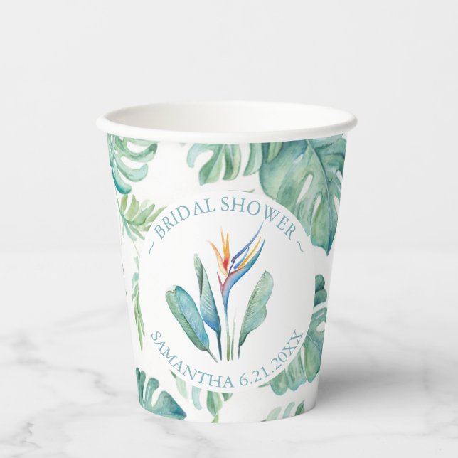 Bridal Shower Paper Cups Tropical Flower (Front)