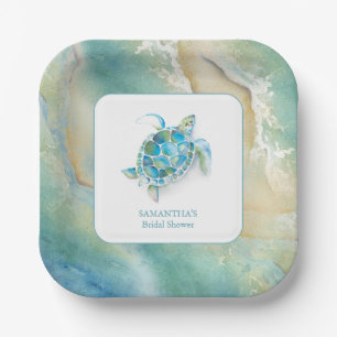 Bridal Shower Paper Plates Watercolor Sea