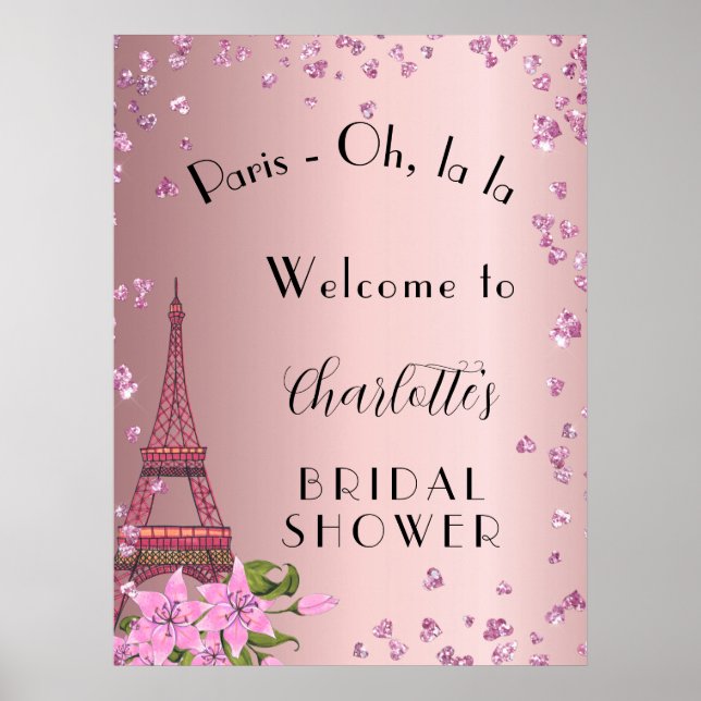 Bridal Shower Paris blush eiffel tower welcome Poster (Front)