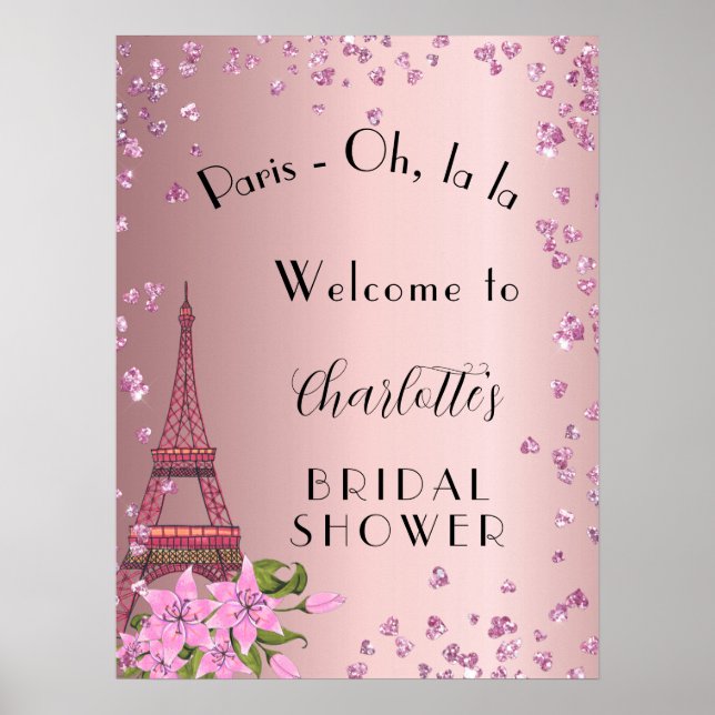 Bridal Shower Paris blush eiffel tower welcome Poster (Front)