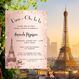 Bridal shower Paris Eiffel tower rose gold Invitation
