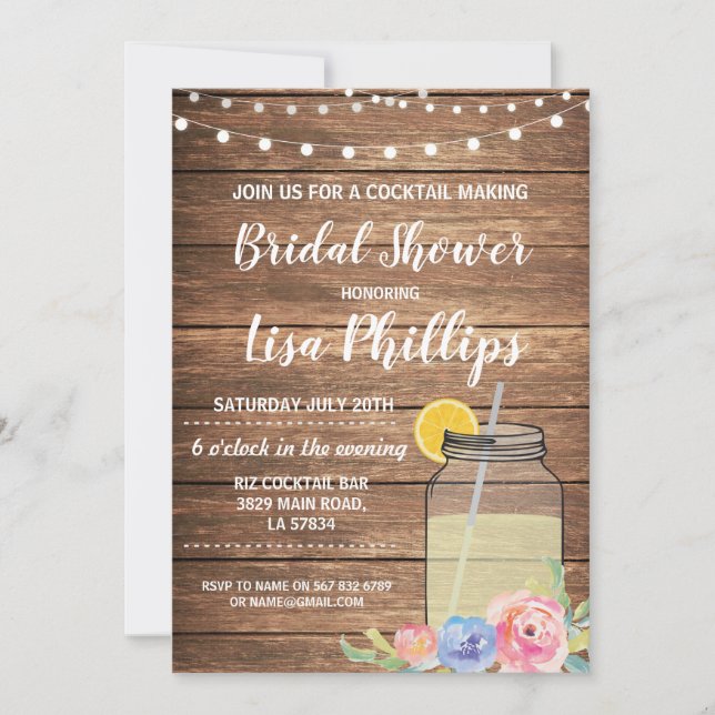 Bridal Shower Party Invite Jar Cocktail Making (Front)