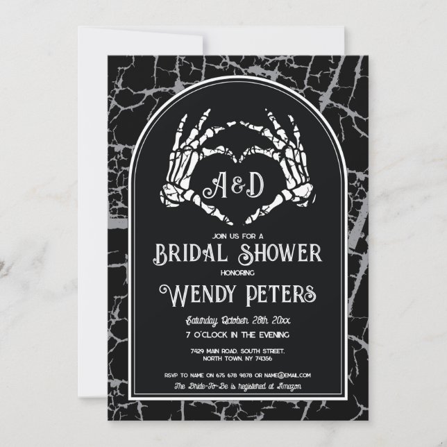 Bridal Shower Party Skeleton Heart Hands Gothic  Invitation (Front)