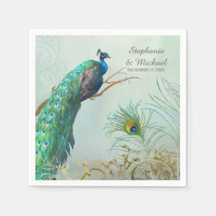 Bridal Shower Party Vintage Peacock Tree Branch Napkin